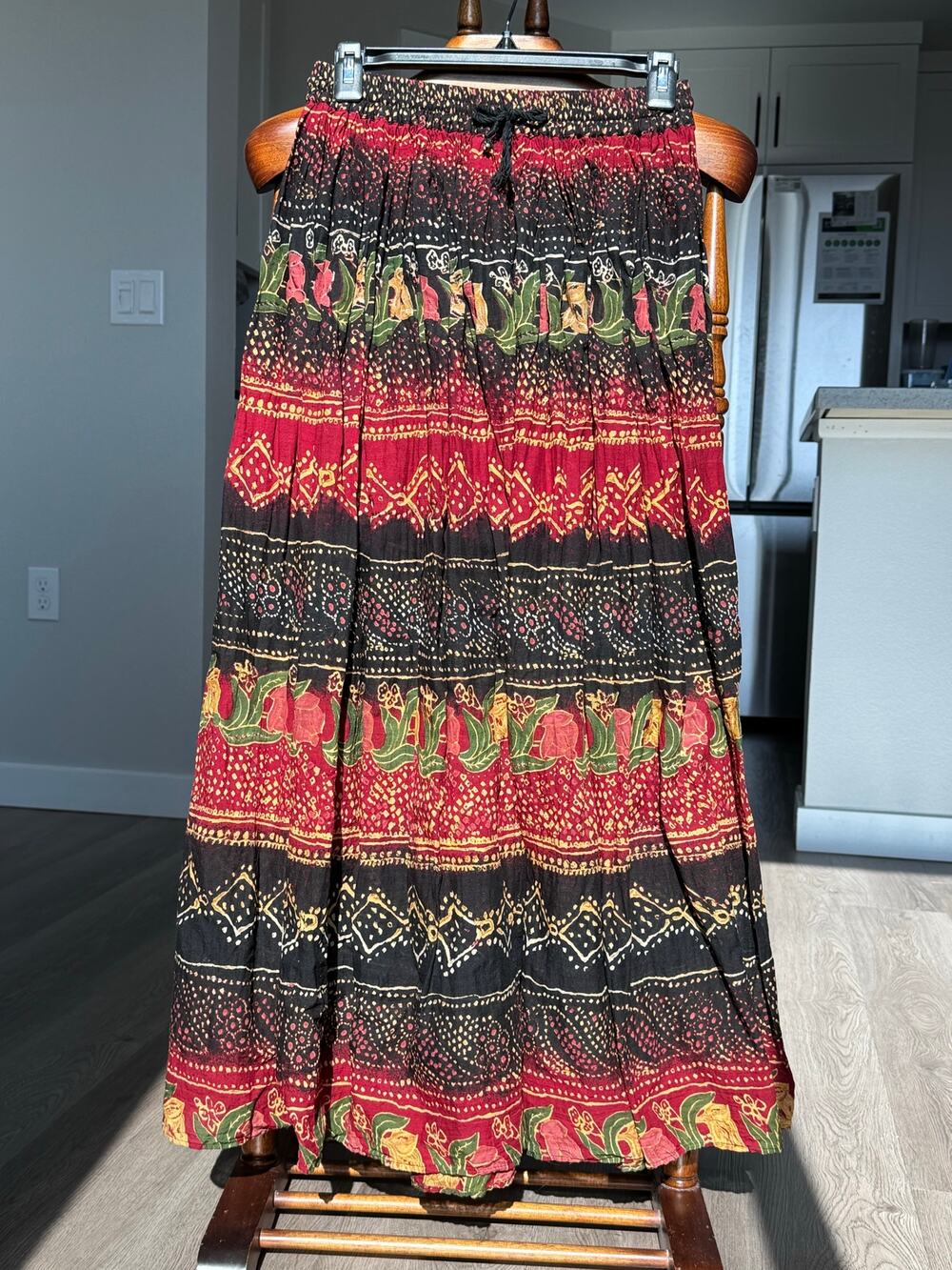 Huntington Ridge Boho Maxi Skirt 100% Cotton Floral Prairie Festival Resortwear